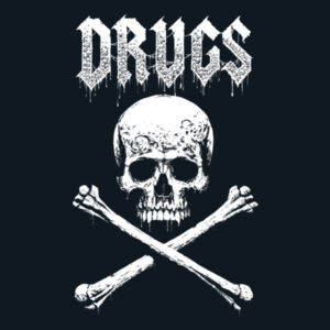 "DRUGS" t-shirt (black tar black) Design